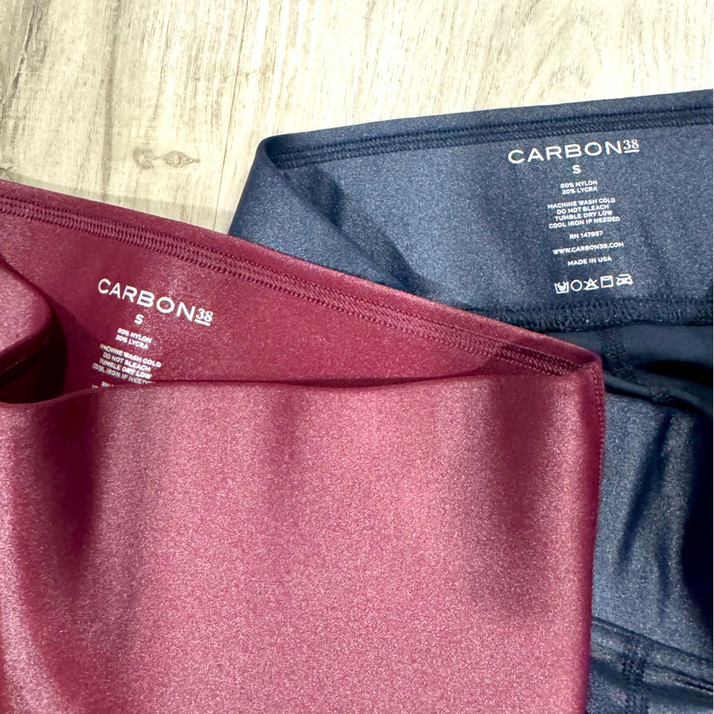 Carbon38 Lot of 2 small takara shimmer leggings workout pants blue / burgundy